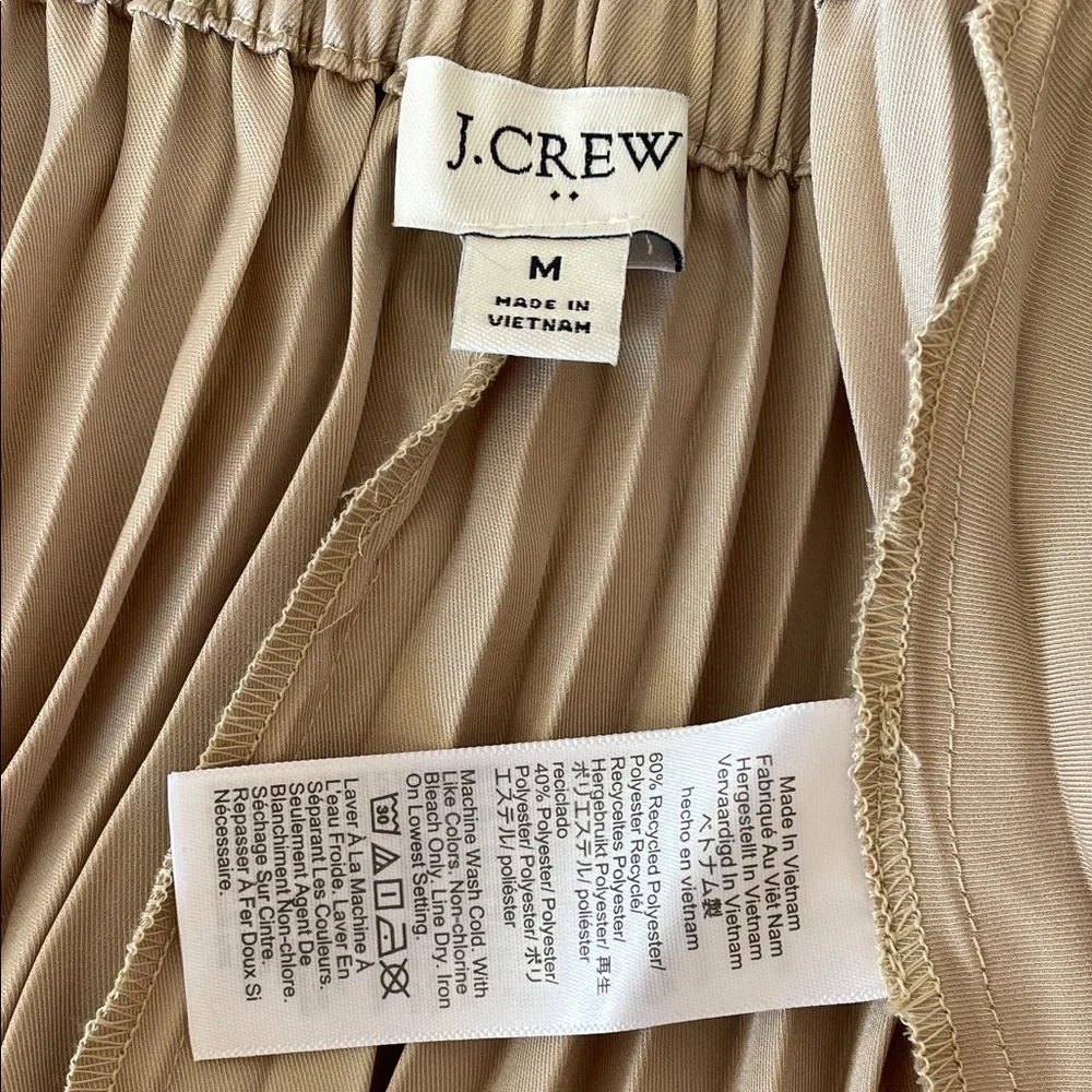 J. CREW Gwyneth Pleated Midi Slip Elastic Waist Band Skirt Champage Medium